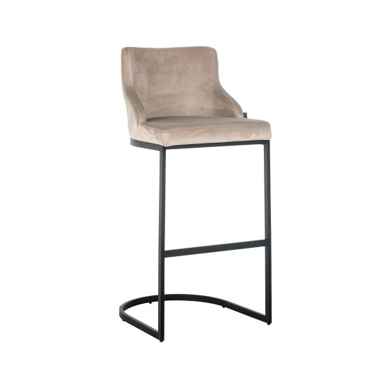 Bolton khaki velvet black - stabiler Barhocker